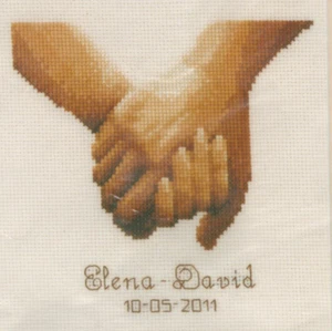 Vervaco Counted Cross Stitch Kit Holding Hands Anniversary Wedding 7.6 x 6.4 in. - Picture 1 of 4
