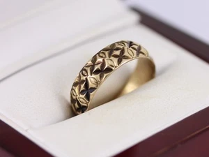 Vintage Ring 9 kt Gold Damen Band Atemberaubend Größe N 375 2,7 g AK21 - Bild 1 von 4