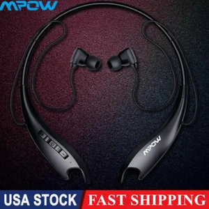 Mpow Wireless Bluetooth Neckband Headphones Mic Headset Stereo Earbuds Earphones - Picture 1 of 13