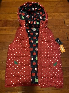 Gymboree Girls Teacher’s Favorite Fall Candy Apple Red Dot Puffer Vest Size 12 - Picture 1 of 2