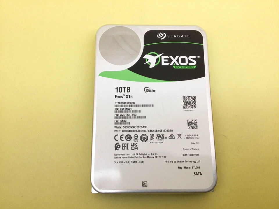 Seagate EXOS X16 10TB 7.2K SATA 6Gbps 4KN/512E 3.5in SED HDD ST10000NM003G - Image 1 of 1