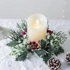 7.87" Candle Rings Wreath Artificial Leaves Farmhouse Table Centerpiece Greenery