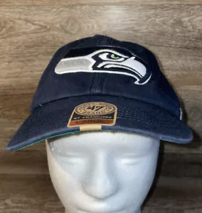 NWT New Seattle Seahawks Logo Fitted Hat Cap 47 Franchise Large Blue - Picture 1 of 9