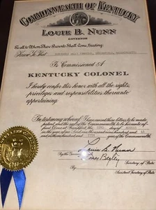 Louie B. Nunn- (Gov of Kentucky)- Signed 1968 Appointment as a Kentucky Colonel - Picture 1 of 1