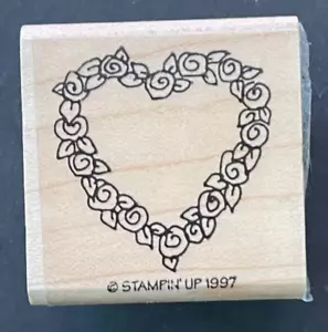 Ghirlanda Cuore Fiori Insegna San Valentino Amore Simbolo Timbro Legno Gomma - Foto 1 di 4