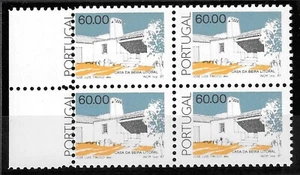 PORTUGAL 1987 Beira coast house ARCHITECTURE BLOCK OF 4 WITH PERFORATION ERROR - Picture 1 of 2