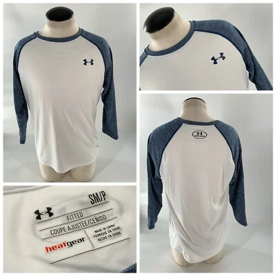 Camiseta interior de béisbol Under Armour Heat Gear para hombre S blanca azul ajustada YGI A2-362 Foto 1 de 4