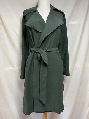 Chaqueta envolvente de gabardina delantera con corbata Club Monaco talla XS verde oscuro bolsillos viscosa Foto 1 de 4