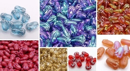 12 (mm) TULIP FLOWER BELL CZECH GLASS BEADS - VARIOUS COLOURS - PACKS OF 12 - Image 1 of 1