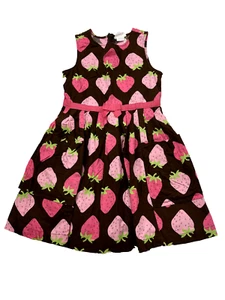 Crazy 8 by Gymboree Brown Pink Strawberry Dress Girls 7 - Picture 1 of 3