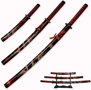 Exquisite Handmade Japanese Katana Set with Display Stand - 3-Piece Carbon Steel - Picture 1 of 10