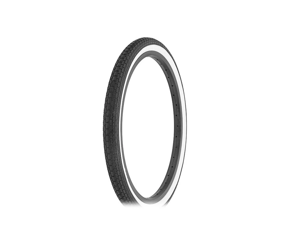 TIRE 20 X 1.75 BLACK/WHITE SIDE WALL BICYCLE  TIRE STANDARD 20' LOWRIDER SLICK - Image 1 of 1