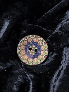 Large Italian Coconut Shell Millefiori Print Button 33mm SEHLBACH & WHITING - Picture 1 of 4