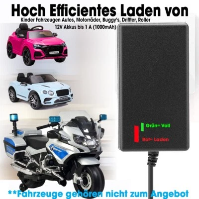 SK-LEON KaSul® | Kinderauto Motorrad Netzteil Ladegerät 12V / 1A (1000mA) - Betriebs LED