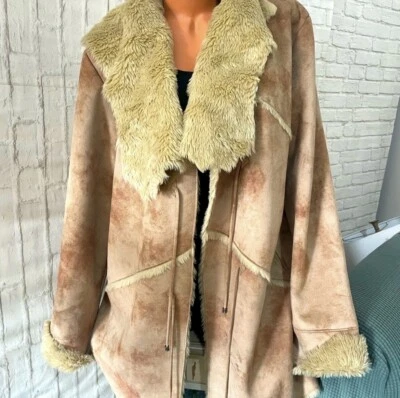 Abrigo Suzanne Somers Collection BOHO imitación gamuza/piel M ¡NUEVO SIN ETIQUETAS! Foto 1 de 4