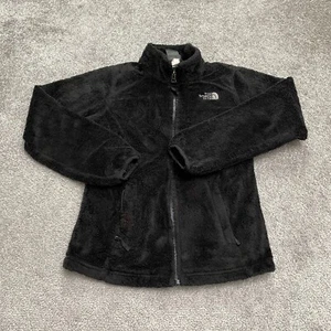 The North Face Oso Osito Fleece Jacket Girls Medium Black Full Zip Pocket School - Picture 1 of 16