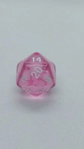 Basic D20 Die For RPGs D&D Crystal Clear Pink - Picture 1 of 6