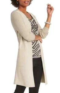 Nic+Zoe Royal Impression Faux Suede & Knit Jacket Size Small or Large Ivory NEW! - Picture 1 of 1