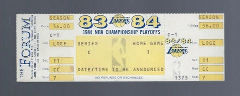 VINTAGE 1984 SUNS @ LAKERS FULL PLAYOFF TICKET - MAGIC 16pts 9assists Game 1 C-1 Cover