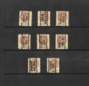MN Precancelados: Ciudades/Tipos Surtidos; Centavo Cabeza India 13c 1978 #1734; 8 Diff. - Imagen 1 de 1