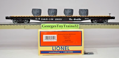 LIONEL 3-RAIL O #23018 DRGW RIO GRANDE PS-4 FLAT CAR W/TARPED LOAD 6-82704 NIB - Image 1 of 4