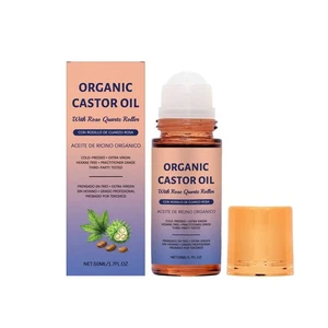 Organic Golden Castor Oil Roll-On with Rose Quartz for Skin,Hair&Wrinkle Z1 Q3K2 - Picture 1 of 21