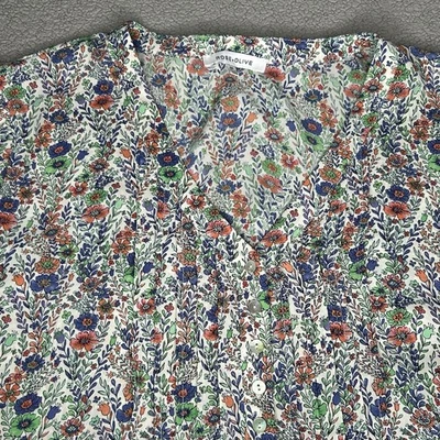 Camisa túnica boho rosa + oliva para mujer 3X blanca floral manga 3/4 cuello en V Foto 1 de 4