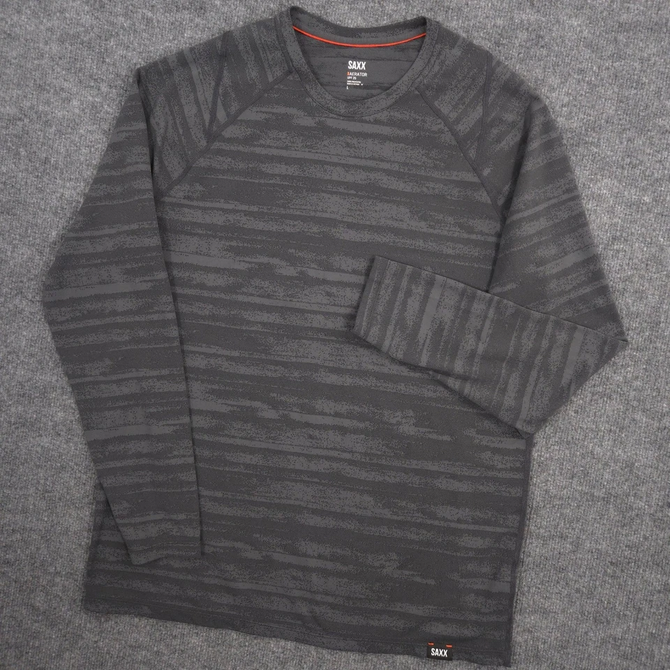 SAXX Aerator Shirt Mens Large Gray Camo Performance Running Hiking Long Sleeve - Image 1 of 4