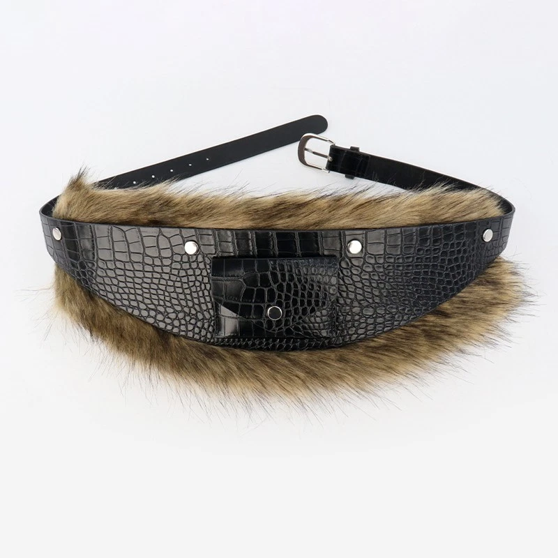 Cintura ancha retro medieval para mujer elegante de piel sintética PU Foto 1 de 4