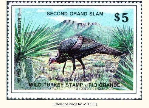 D2K NWTF Wild Turkey Fed Grand Slam Stamp 1986 $5 - Image 1 of 1