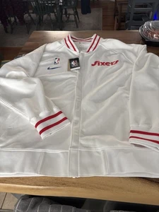 MENS NBA NIKE PHILADELPHIA 76ERS CITY EDITION JACKET WHITE 2XL XXL NWT $165 - Picture 1 of 10