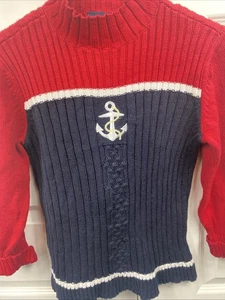 Suéter Suéter Tejido Vintage Ancla Náutico Cuello Simulado Pescador Bordado M - Imagen 1 de 8