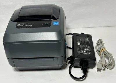 Zebra GX430T Thermal Transfer Label Printer GX43-102410-000 WITH Power ADAPTER - Image 1 of 4
