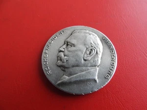 * Silbermedaille 1927 *zum 80. Geburtstag Paul von Hindenburg (186)(Alb7) - Bild 1 von 2