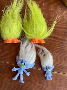 Troll Dolls Set of 4. 2 Are Orange Feet With Green And 2 Are Blue,  White Hair - Picture 1 of 6
