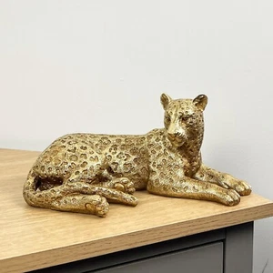 Modern Ornament for Living Room Large Gold Leopard Figurine Animal Statue Gift - Picture 1 of 7