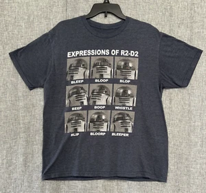 Star Wars Expressions Of R2-D2 Blue/Gray Men's Funny Graphic TShirt Size L *Read - Picture 1 of 7