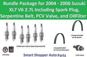 Serpentine Belt, Spark Plug, PCV Valve Oil Filter for 2004 05 2006 Suzuki XL7 V6