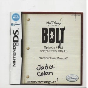 Disney Bolt WRITTEN ON Nintendo DS MANUAL ONLY NO TRACKING Authentic - Picture 1 of 1