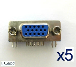 5x Connecteur à souder HD15 VGA femelle/ 5x Female VGA 15 pins connector to weld - Foto 1 di 6
