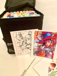 Ohuhu Marker Stifte Pastell 80 Farben Stechbeitel & Pinsel Japan mehrfarbig glatt süß - Bild 1 von 10
