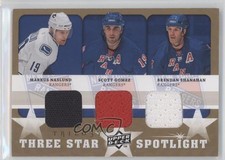 2008-09 Trilogy Three Star Spotlight Jerseys Markus Naslund Brendan Shanahan HOF