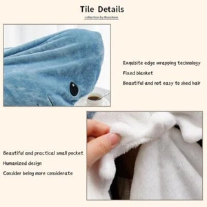 Cartoon Shark Sleeping Bag Pajamas Sofa Blanket Flannel Fleece 150-210 cm - Picture 1 of 24