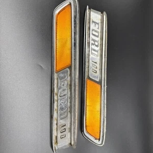 1967-1972 Ford 100 Truck F100 Chrome Hood Emblems Reflectors Lights OEM 67-72 - Picture 1 of 7