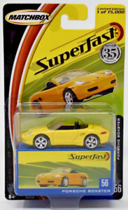 Matchbox Neuf Superfast #56 Porsche Boxster Jaune. carte blister. Edition Limitée
