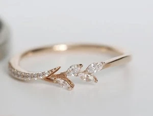 Beautiful Floral Design Ring Band | Minimalist Dainty Diamonds | Elegant Jewelry - Picture 1 of 4