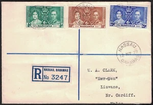 KGVI, BAHAMAS, 1937 CORONATION, FIRST DAY COVER TO ENGLAND. - Picture 1 of 1