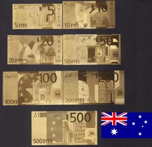 24KT Gold Euro European EUR Eypo Currency Bank Note Set Banknote Limited Edition - Picture 1 of 4