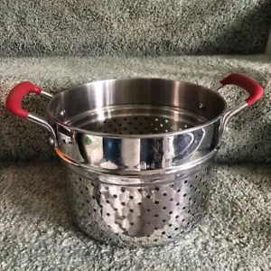 Large Strainer Pot w/ Red Coated Handles 10 x8 for Potatoes, Crabs, Clams - Picture 1 of 3