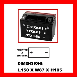 BATTERIA MOTO 12V 8AH CBTX9-BS = YTX9-BS = GTX9-BS - Imagen 1 de 1